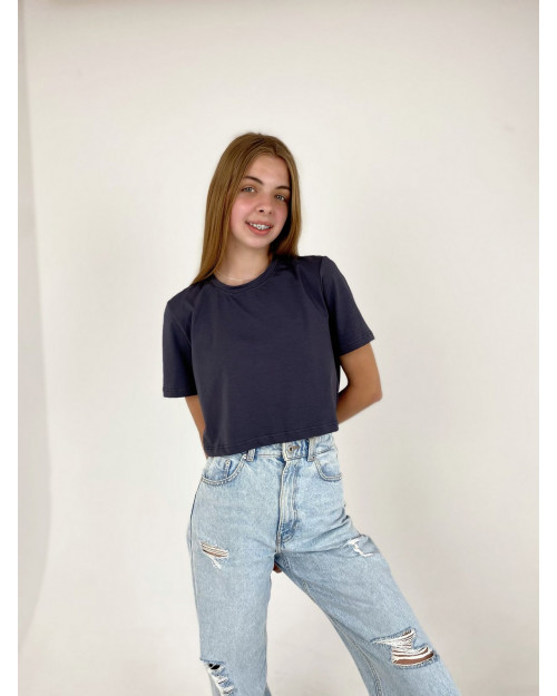 Кроп-футболка сіра
