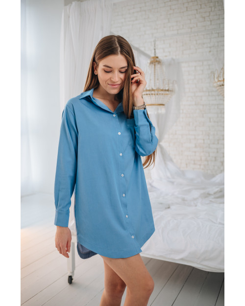 Блакитна сукня-сорочка з котону  